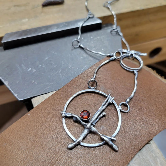 Fused Sterling Silver and Fire Citrine Necklace