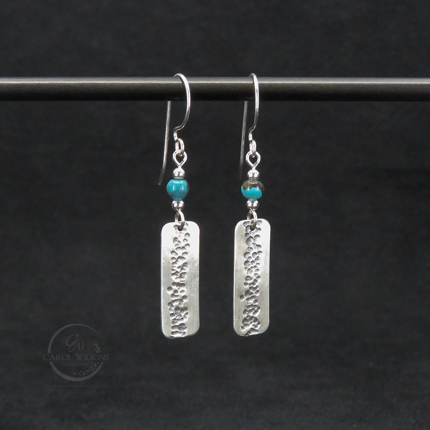 'Small Elysian Rivers with Asian Turquoise Bead Earrings'