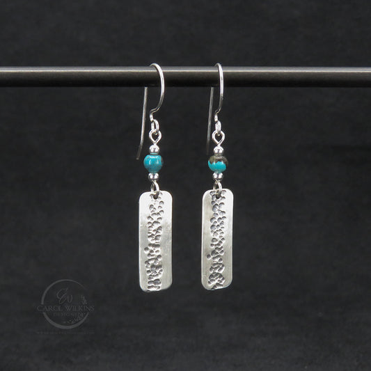 'Small Elysian Rivers with Asian Turquoise Bead Earrings'