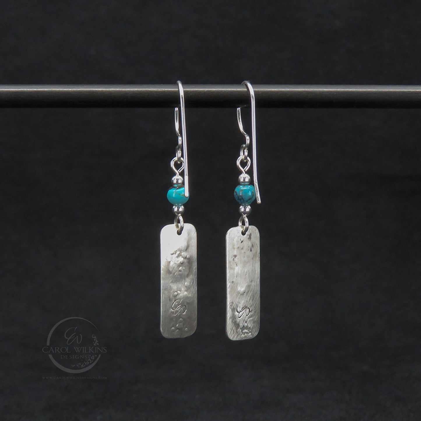 'Small Elysian Rivers with Asian Turquoise Bead Earrings'