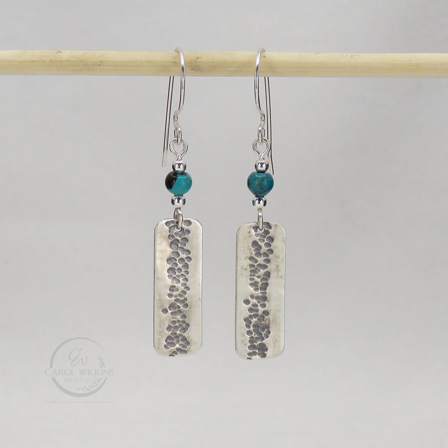 'Small Elysian Rivers with Asian Turquoise Bead Earrings'