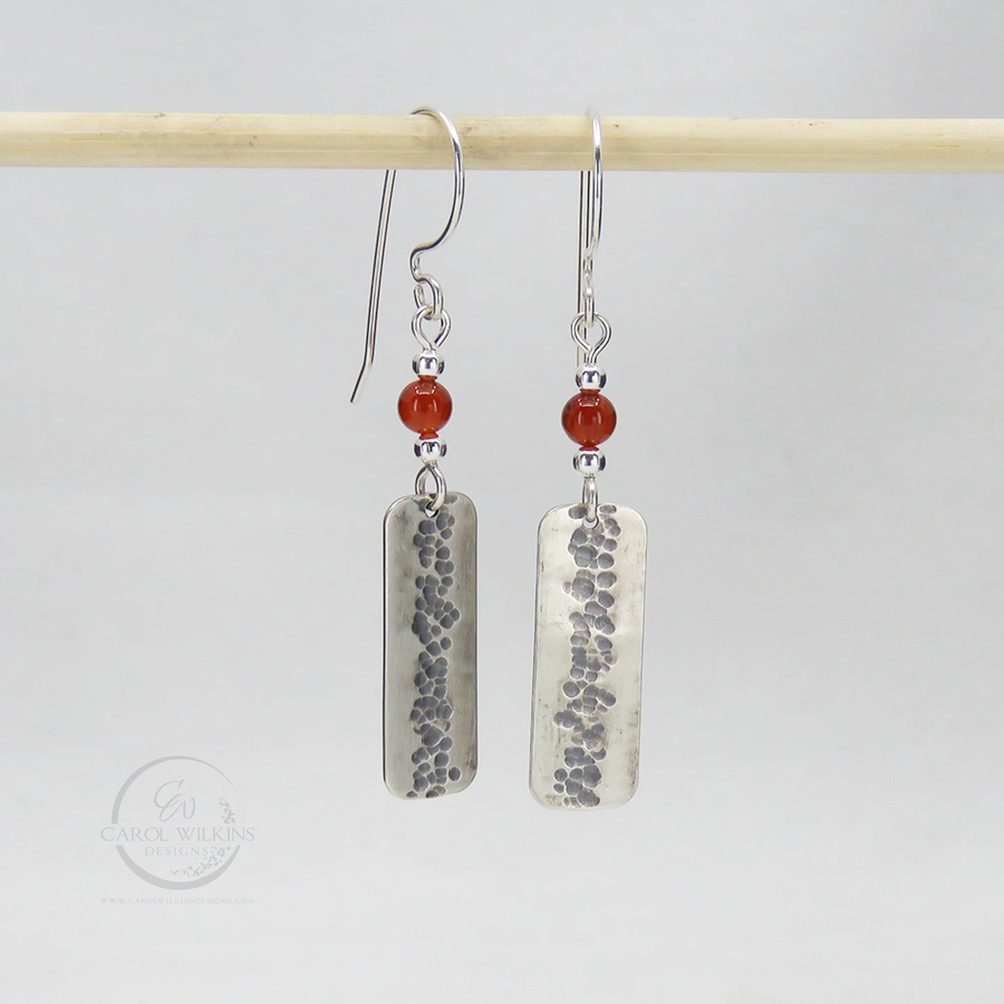 'Small Elysian Rivers with Carnelian Bead Earrings'