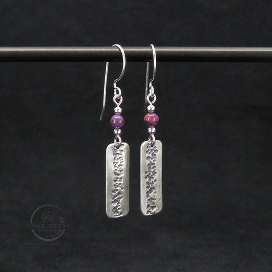 'Small Elysian Rivers with Purple Crazy Lace Agate Bead Earrings'