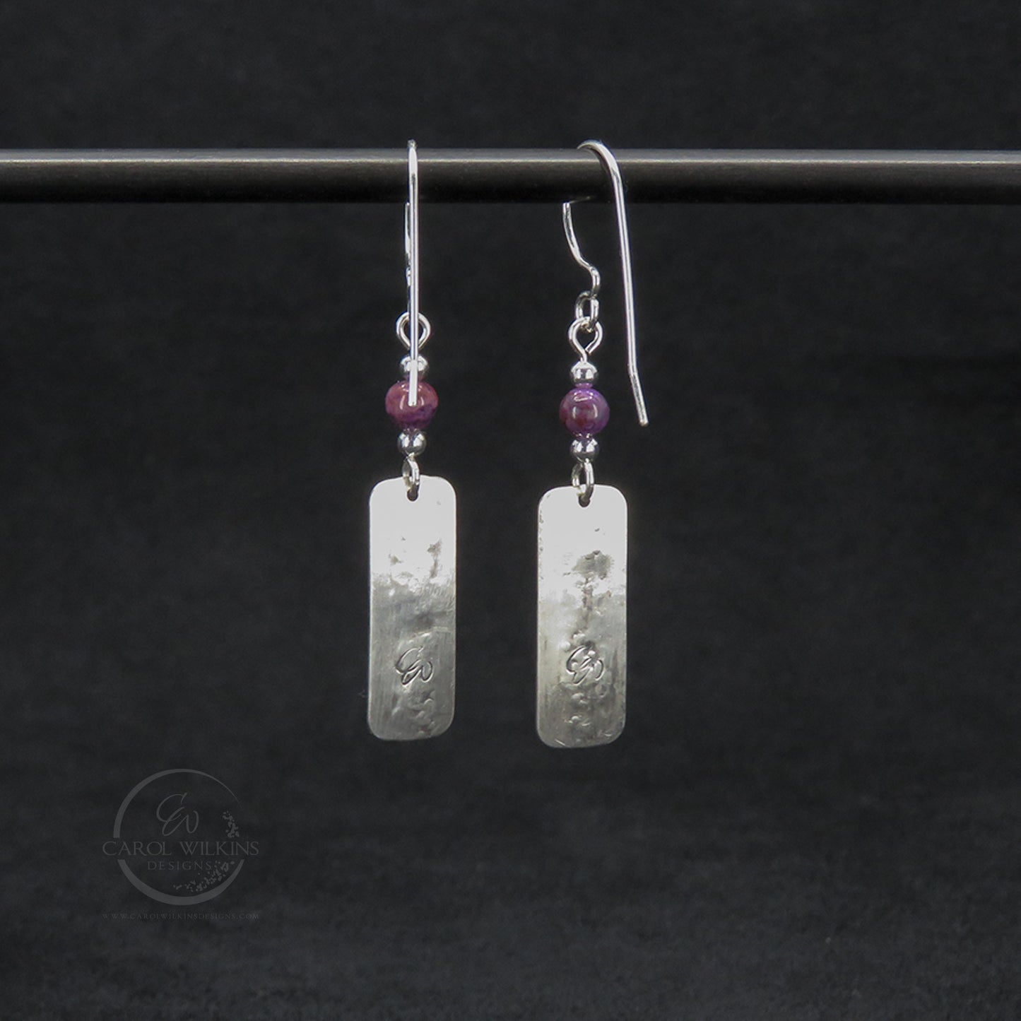 'Small Elysian Rivers with Purple Crazy Lace Agate Bead Earrings'