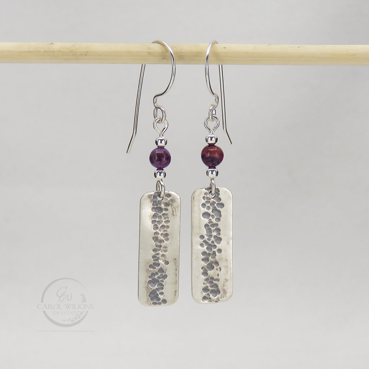 'Small Elysian Rivers with Purple Crazy Lace Agate Bead Earrings'