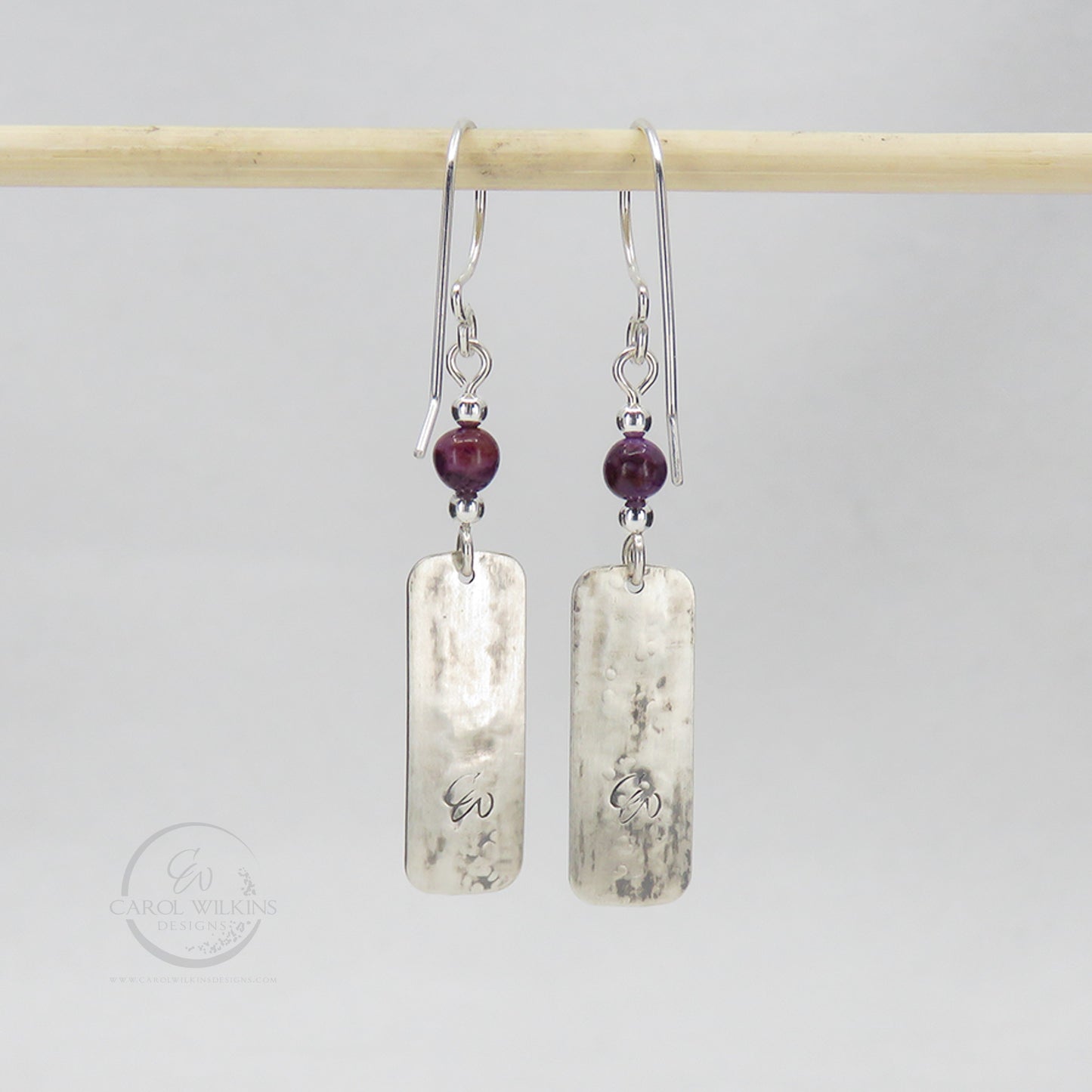 'Small Elysian Rivers with Purple Crazy Lace Agate Bead Earrings'